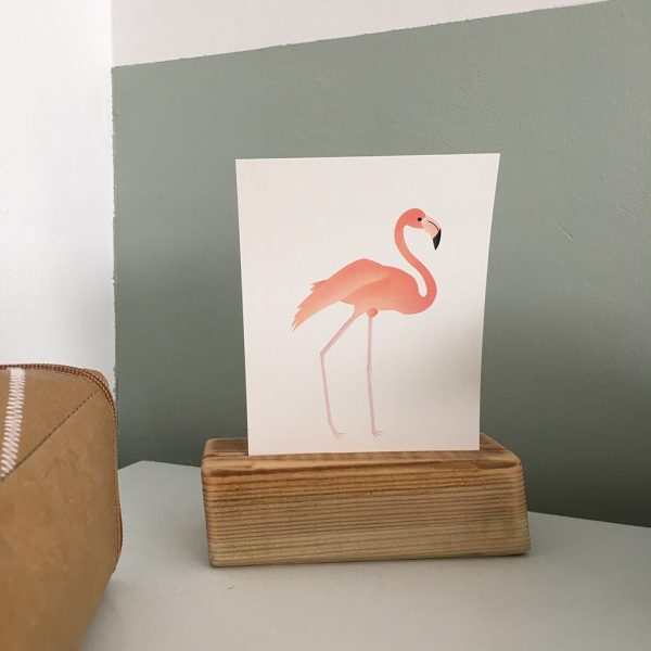 Kaartje met flamingo, als decoratie op de baby kamer of kinderkamer