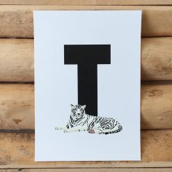 Letterkaart naamslinger T dier Tijger Witte tijger