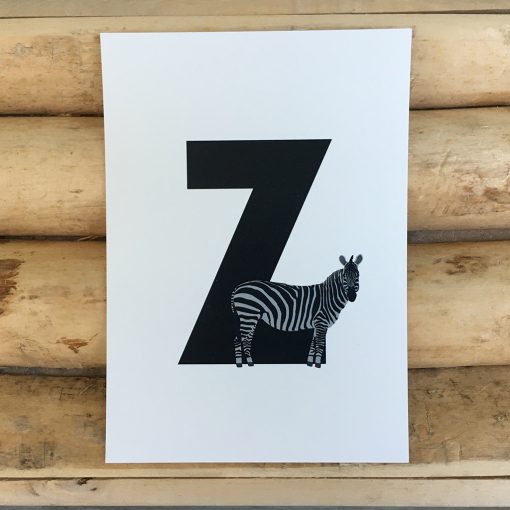 letter kaartje voor naamslinger Z van Zebra