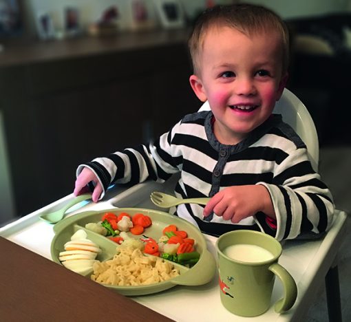 Voedselveilige PLA kinderservies set 'Vosje' of 'Zebra'. Duurzaam kinderservies setje, bestaande uit een  beker, schaaltje, bord, lepel en vork.