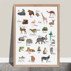 Dieren alfabet poster Nederlands. ABC poster dieren. Alfabet poster dieren - A4 formaat. Alfabet poster kinderkamer. Alfabet poster printen.