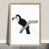 Zwart wit poster - Toekan - PDF printable. Jungle poster kinderkamer. Stijlvolle poster met een toekan getekend met houtskool. Toekan poster. Toucan poster.