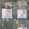 Traktatie label voor snoepzakjes en traktatiezakjes. Jungle thema, luipaard, aapje en olifant. Labels snoepzakjes zelf maken.