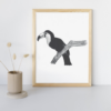 Jungle poster kinderkamer. Zwart wit poster - Toekan - PDF printable. Toekan poster. Toucan poster.