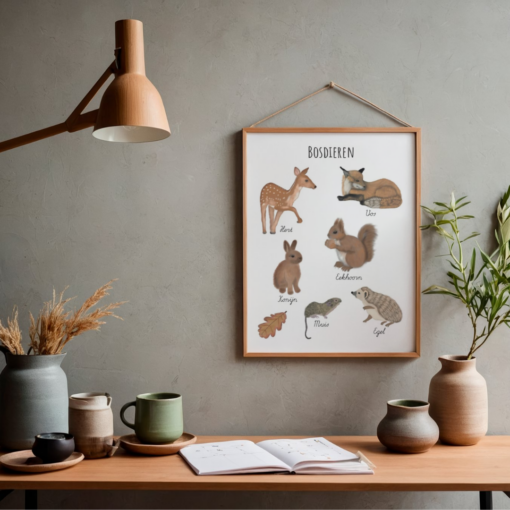 Bosdieren poster - Nederland - Printable. Bosdieren kinderkamer. Poster bosdieren babykamer. Praatplaat. Themahoek bos(dieren). Woodland. Forest.