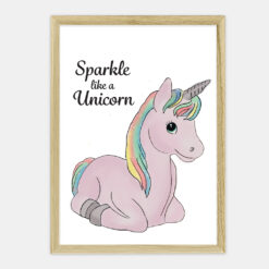 Unicorn poster printable - Sparkle like a unicorn. Poster unicorn kinderkamer. Poster printable.
