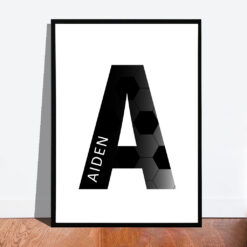 Letter poster met naam - Voetbal patroon - Letter A