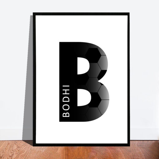 Letter poster met naam - Voetbal patroon - Letter B