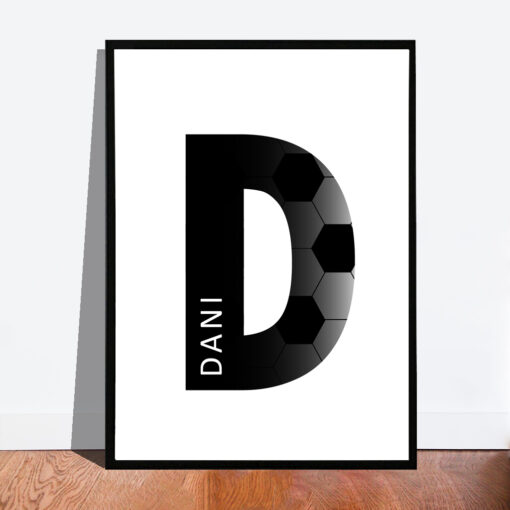 Letter poster met naam - Voetbal patroon - Letter D
