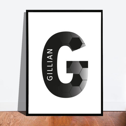 Letter poster met naam - Voetbal patroon - Letter G