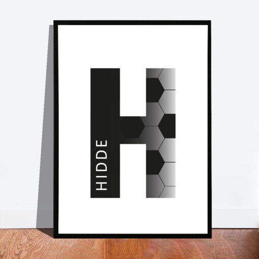 Letter poster met naam - Voetbal patroon - Letter H