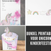 Bundel printables voor kinderfeestje met thema unicorn - Uitnodiging, versiering en traktatie. Unicorn uitnodiging, unicorn slinger, unicorn bedankje / traktatie.