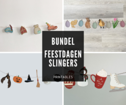 Voordeelset: Feestdagen slinger set – 4 printables. Paas slinger, Halloween slinger, Sinterklaas slinger en Kerst slinger DIY. Bundel feestdagen slingers.