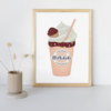 Poster ijsje - Milkshake - Printable. Kleurrijke kinderkamer decoratie. Vrolijke, zoete, kleurige decoratie. IJsjes thema kinderkamer. Kinderkamer met ijsjes thema of snoepjes thema. Speelhoek decoratie.
