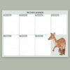 Weekplanner - Bosdieren - Printable. Weekplanner printen PDF. Bosdieren kamer.