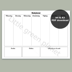 Weekplanner - Zwart-wit - Printable. Weekplanner printen PDF. Alle dagen van de week. Doelen, notities en ruimte voor een tekening die de week omschrijft.