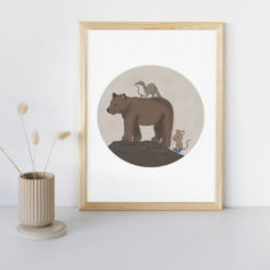 Bosdieren poster - Beer, otter en muis gaan zwemmen - Printable. Bosdieren kinderkamer. Bosdieren decoratie. Bosdieren babykamer. Poster printable.