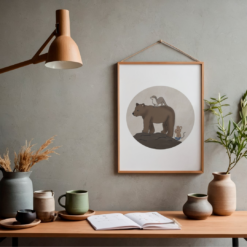 Bosdieren poster - Beer, otter en muis gaan zwemmen - Printable. Bosdieren kinderkamer. Bosdieren decoratie. Bosdieren babykamer. Poster printable.
