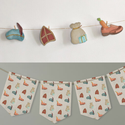 Sinterklaas versiering - Sinterklaas slinger en Sinterklaas vlaggenlijn - Set van 2 printables. Sinterklaas slingers set. Sinterklaas decoratie DIY. Sinterklaas vlaggenlijn printable. Sinterklaas slinger printable.