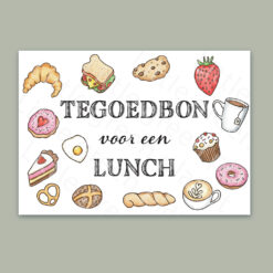 Tegoedbon lunch - Kleur - Printable. Tegoedbon lunch maken. Tegoedbon printen. Printable tegoedbon.