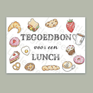 Tegoedbon lunch - Kleur - Printable. Tegoedbon lunch maken. Tegoedbon printen. Printable tegoedbon.