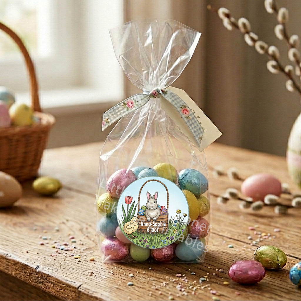 Paas traktatie printable - Paas traktatie labels, traktatie stickers, traktatie prikkers. Cupcake toppers.