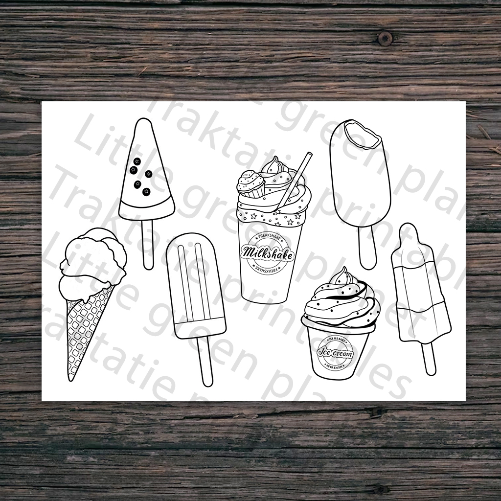 Kleurplaat ijsjes - Printable. Kleurplaat ijsjes zomer. IJsje kleurplaat simpel. Kleurplaat ijsje moeilijk.