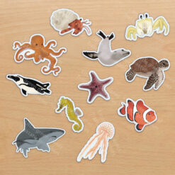 Vishengel traktatie met zeedieren - Printable. Oceaan dieren traktatie. Soepstengel hengel traktatie. Onderwaterwereld traktatie. Rozijntjes. Bellenblaas.