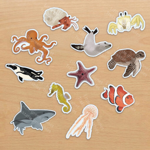 Vishengel traktatie met zeedieren - Printable. Oceaan dieren traktatie. Soepstengel hengel traktatie. Onderwaterwereld traktatie. Rozijntjes. Bellenblaas.