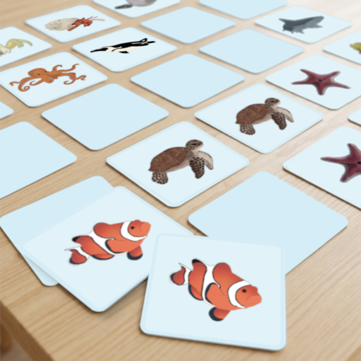 Zeedieren memory - Printable. Onderwaterwereld thema feestje. Kinderfeestje oceaan thema. Strand thema. Kinderfeestje activiteit. Speelgoed traktatie.