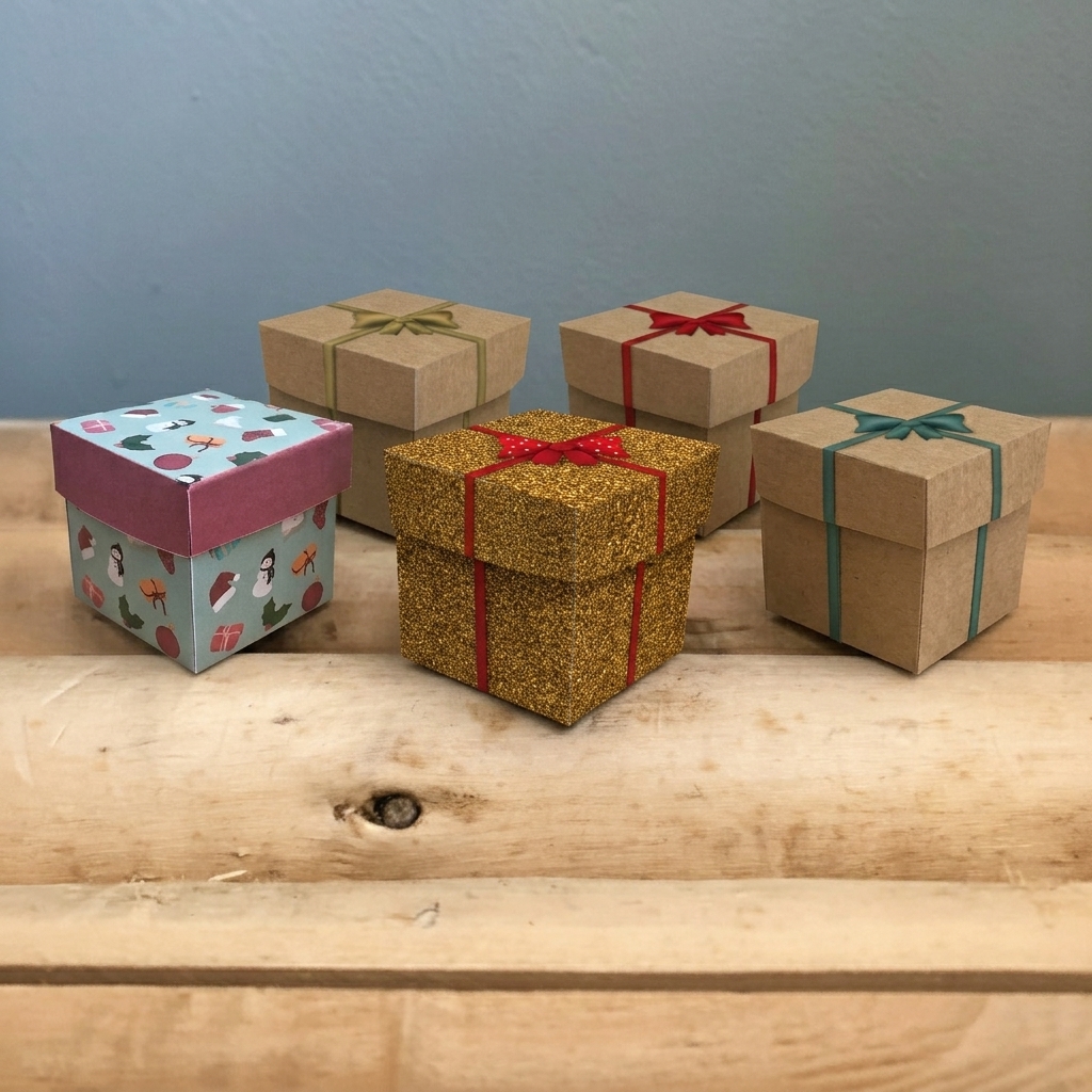 Cadeaudoosjes Kerst – Mini – Printable. Klein cadeautje. Traktatie doosje. Decoratie cadeautje. Kerst decoratie thuis, school, opvang. Sensorisch. Werp spel